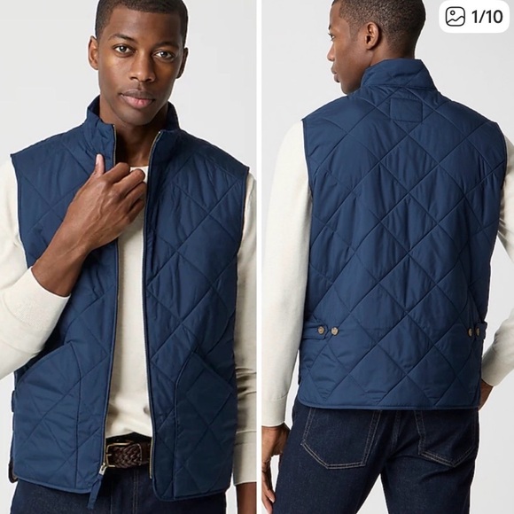 J. Crew Other - J Crew Quilted Walker Vest Mens M Navy Full Zip Insulated Jacket Outerwear